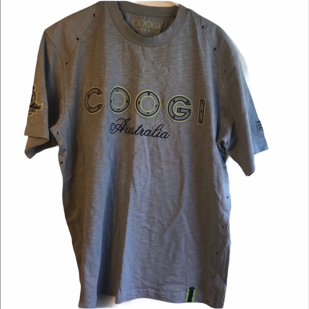 Coogi Men’s Tee Shirt Gray Logo Short Sleeve XXL Designer T-shirt